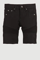 Little Boys Denim Moto Shorts, Black, Size 4