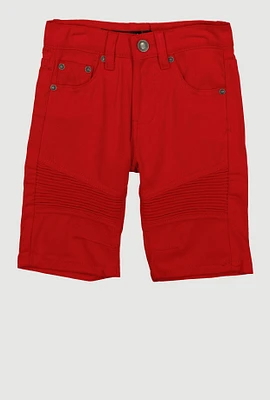 Little Boys Solid Moto Denim Shorts, Red, Size 6