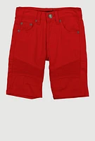 Little Boys Solid Moto Denim Shorts, Red, Size 6
