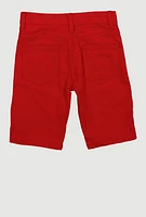 Little Boys Solid Moto Denim Shorts, Red, Size 6