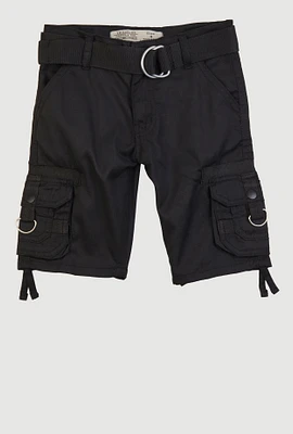 Little Boys Belted Utility Pocket Shorts, Black, Size 5