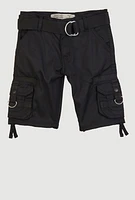 Little Boys Belted Utility Pocket Shorts, Black, Size 6