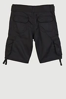 Little Boys Belted Utility Pocket Shorts, Black, Size 5