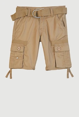 Little Boys Belted Cargo Shorts, Beige,