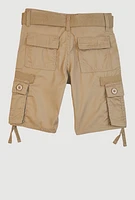 Little Boys Belted Cargo Shorts, Beige,