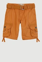 Little Boys Tabbed Cargo Pocket Bermuda Shorts, Brown, Size 4