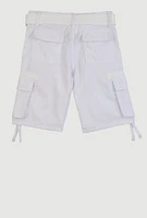 Little Boys D Ring Belted Bermuda Shorts, White, Size 7