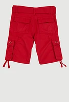 Little Boys D Ring Belted Cargo Shorts, Red,