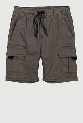 Little Boys Drawstring Waist Cargo Pocket Shorts, Grey, Size 7