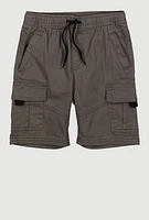 Little Boys Drawstring Waist Cargo Pocket Shorts, Grey, Size 7