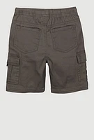 Little Boys Drawstring Waist Cargo Pocket Shorts, Grey, Size 7
