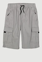 Boys Drawstring Waist Cargo Pocket Shorts, Grey, Size 10