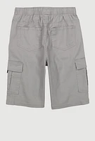 Boys Drawstring Waist Cargo Pocket Shorts, Grey, Size 10