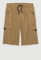 Boys Drawstring Waist Cargo Pocket Shorts, Khaki,