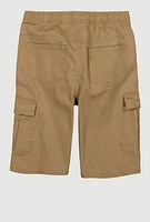 Boys Drawstring Waist Cargo Pocket Shorts, Khaki,