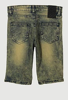 Boys Mineral Wash Distressed Whiskered Shorts, Multi, Size 14