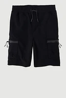 Boys Stretch Zip Cargo Active Bermuda Shorts, Black, Size 8