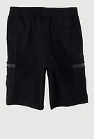 Boys Stretch Zip Cargo Active Bermuda Shorts, Black, Size 8