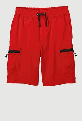 Boys Zip Cargo Active Bermuda Shorts, Red, Size 18
