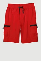 Boys Zip Cargo Active Bermuda Shorts, Red, Size 18