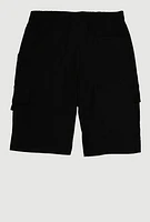 Boys Drawstring Cargo Shorts, Black, Size 18