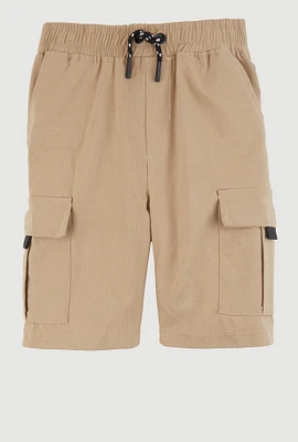 Boys Drawstring Waist Cargo Shorts, Khaki, Size 8