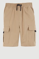 Boys Drawstring Waist Cargo Shorts, Khaki, Size 8