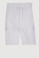 Boys Solid Drawstring Cargo Shorts, White, Size 8