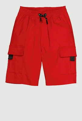 Boys Velcro Tabbed Cargo Pocket Shorts, Red, Size 10-12