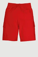 Boys Velcro Tabbed Cargo Pocket Shorts, Red, Size 10-12