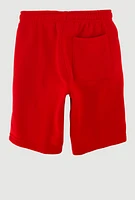 Boys Trendy Drawstring Waist Sweatshorts with Zip Pockets, Red, Size 10-12