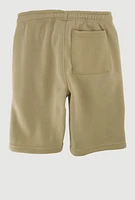 Boys Fleece Sweatshorts with Drawstring Waist and Zip Pockets, Khaki, Size 18