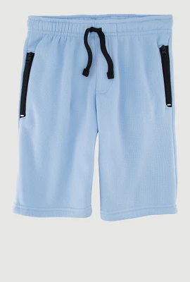 Boys Drawstring Waist Sweatshorts with Zip Pockets, Blue, Size 8