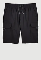 Boys Twill Cargo Pocket Shorts, Black, Size 14-16