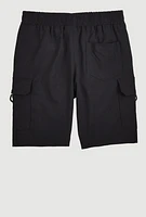 Boys Twill Cargo Pocket Shorts, Black, Size 14-16