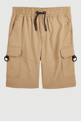 Boys Twill Drawstring Cargo Shorts, Beige, Size 14-16