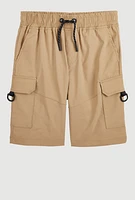 Boys Twill Drawstring Cargo Shorts, Beige, Size 14-16