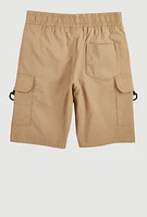 Boys Twill Drawstring Cargo Shorts, Beige, Size 14-16