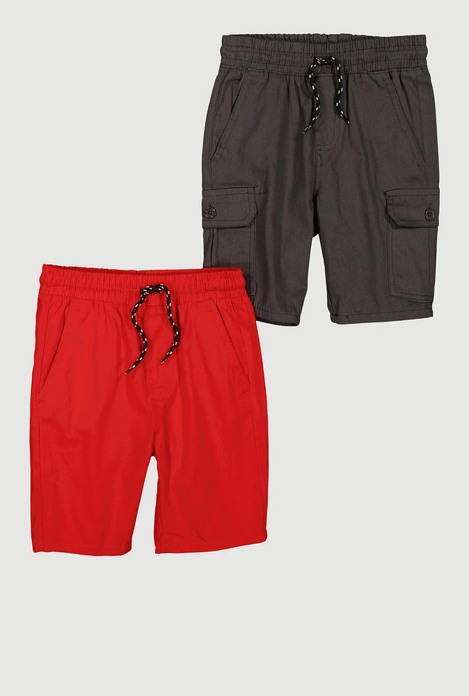 Boys Drawstring Cargo Pocket Shorts, Multi, Size 10
