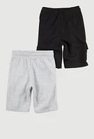 Boys Fleece Sweatshorts 2 Pack with Cargo Pockets, Multi, Size 12