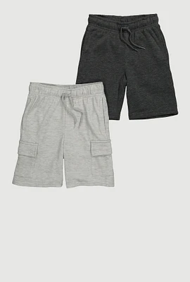 Boys Stylish Fleece Cargo Sweatshorts 2 Pack, Multi, Size 12