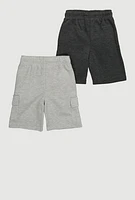 Boys Stylish Fleece Cargo Sweatshorts 2 Pack, Multi, Size 12