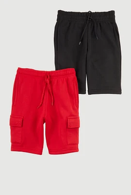 Boys Trendy Fleece Cargo Sweatshorts 2 Pack, Multi, Size 8