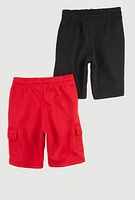 Boys Trendy Fleece Cargo Sweatshorts 2 Pack, Multi, Size 8