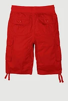 Boys Solid Tie Hem Cargo Shorts, Red, Size 8