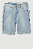 Boys Frayed Trim Jean Shorts, Blue, Size 20