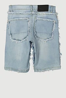 Boys Frayed Trim Jean Shorts, Blue, Size 20