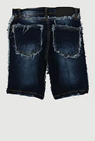 Boys Frayed Trim Denim Shorts, Blue,