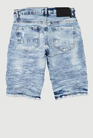 Boys Frayed Hem Denim Bermuda Shorts, Blue, Size 8