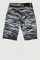 Boys Mineral Wash Patch and Repair Denim Shorts, Blue,